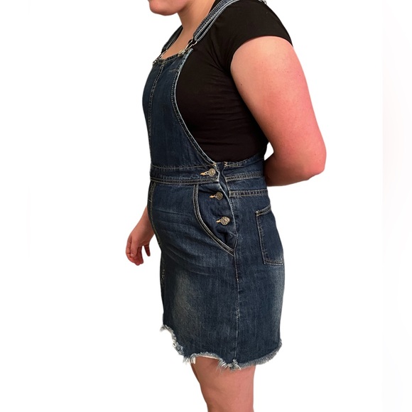 E2 brand denim mini skirt overalls. Size S. NWOT. - Picture 2 of 5